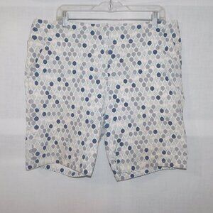 IZOD Golf White Blue Golf Balls & Tees Flat Front Shorts Womens 16